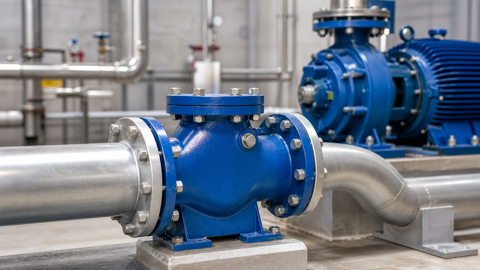 Large butterfly check valve component for a water pump system