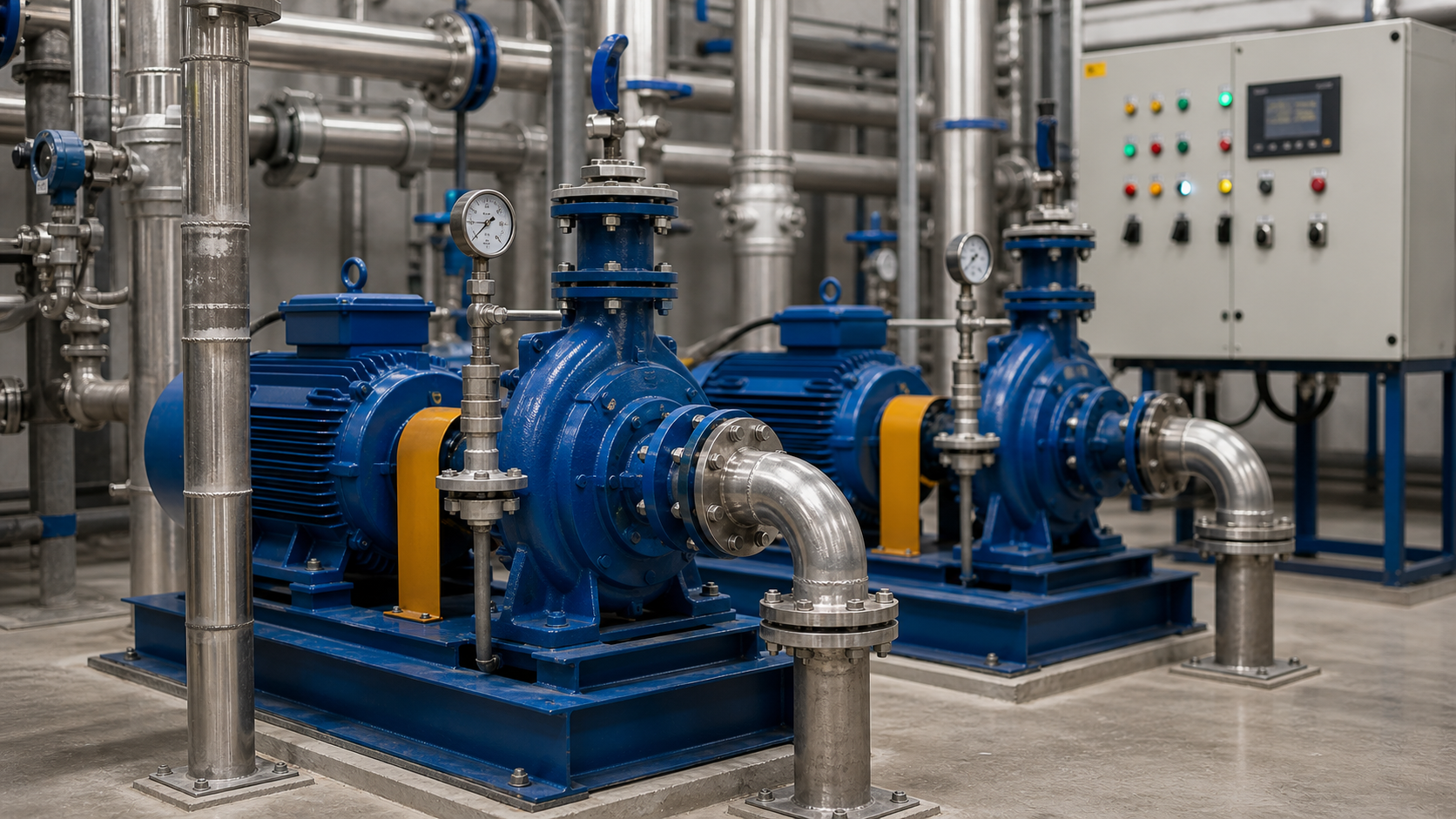 Open pump control unit with wiring, contactors, and terminal blocks
